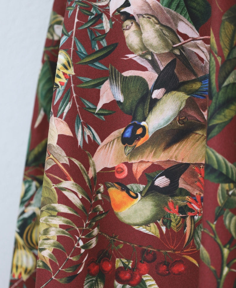 Midi skirt Birds bordeaux