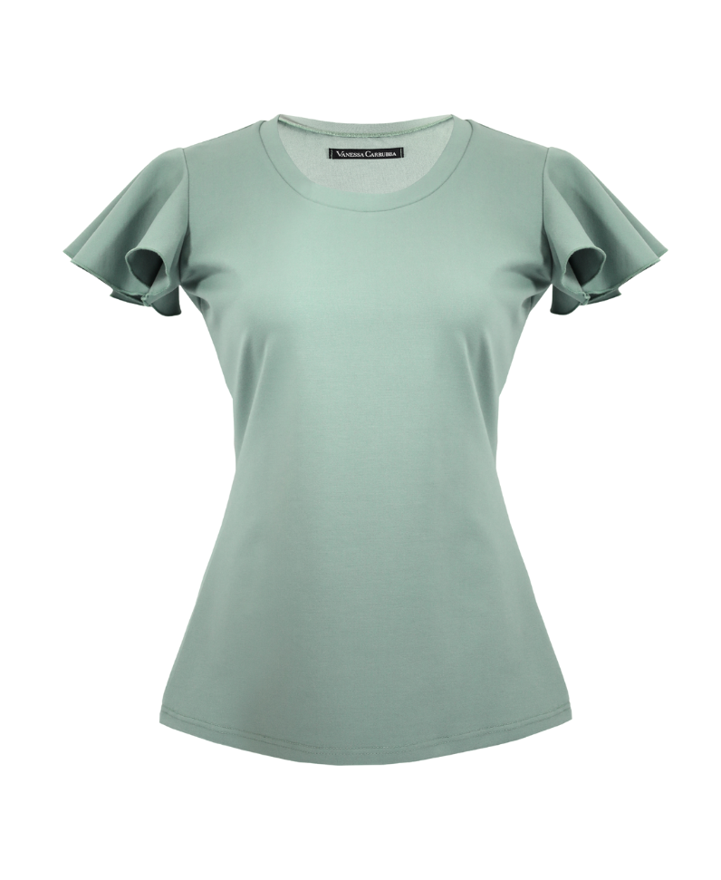 Top con maniche a farfalla color menta