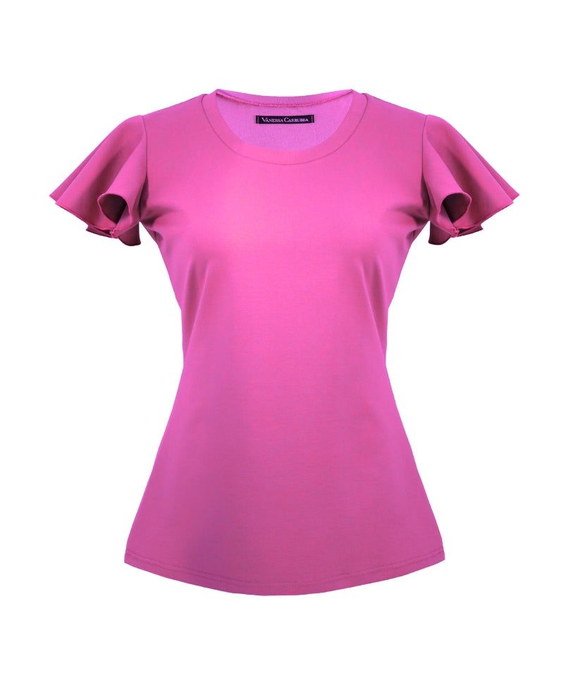 Top with flutter sleeves, pink.