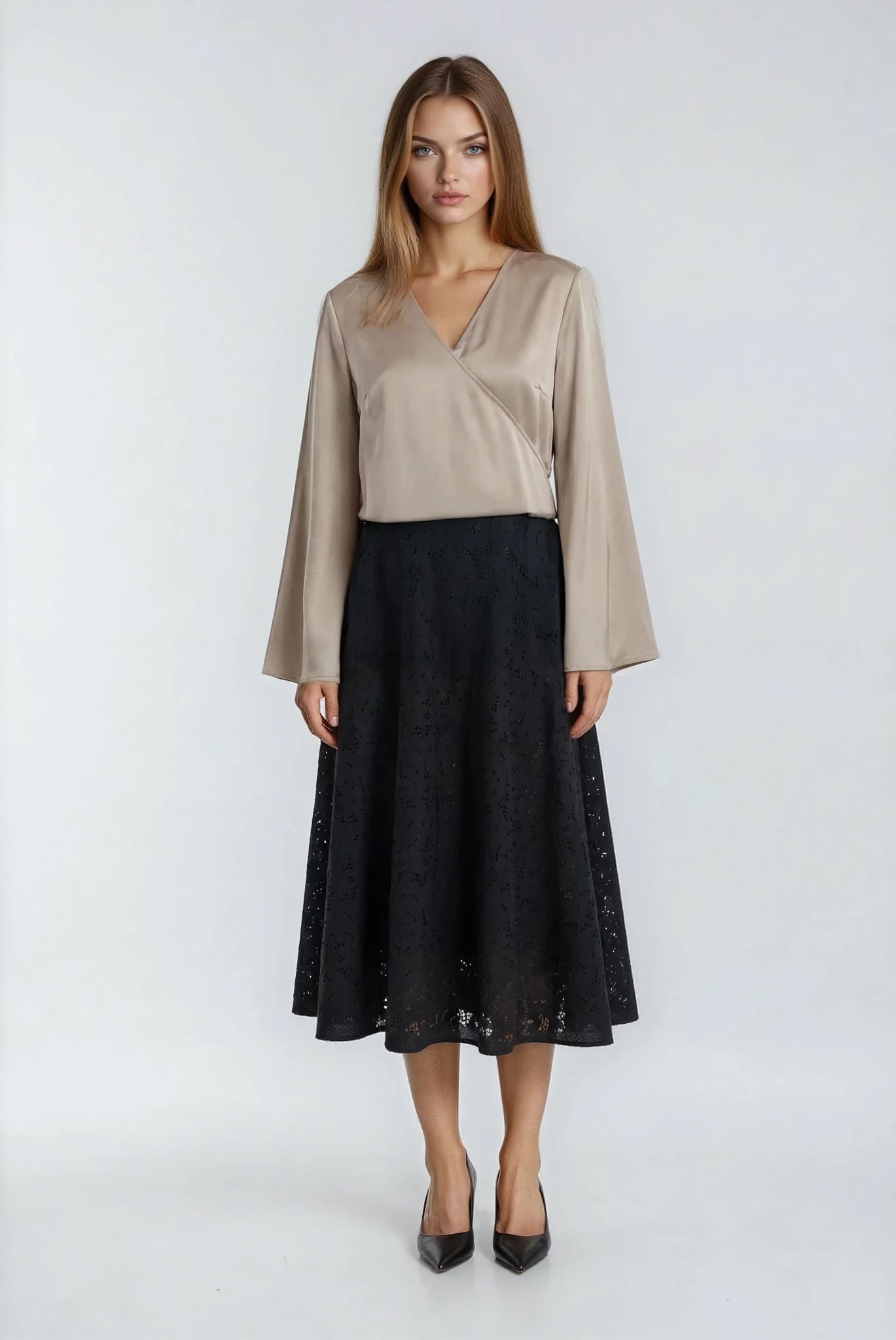 Bluse Kimono Champagner