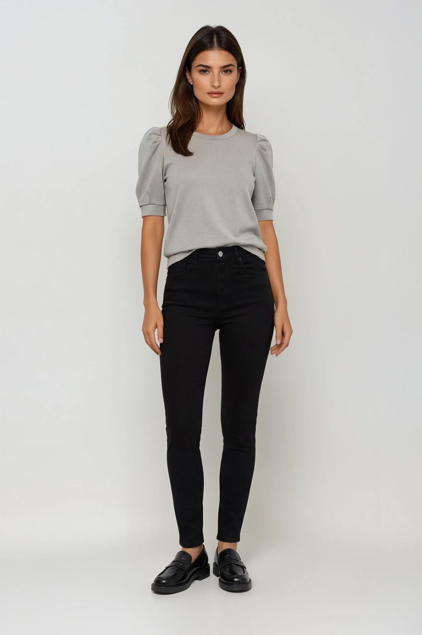 Oberteil mit Pufferärmeln Champagner