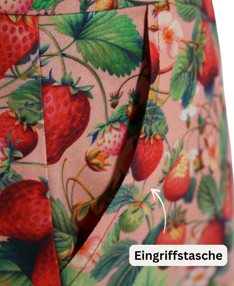 Gonna midi Fragole Rosa con tasche