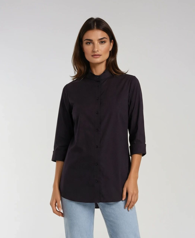 Blouse with stand-up collar