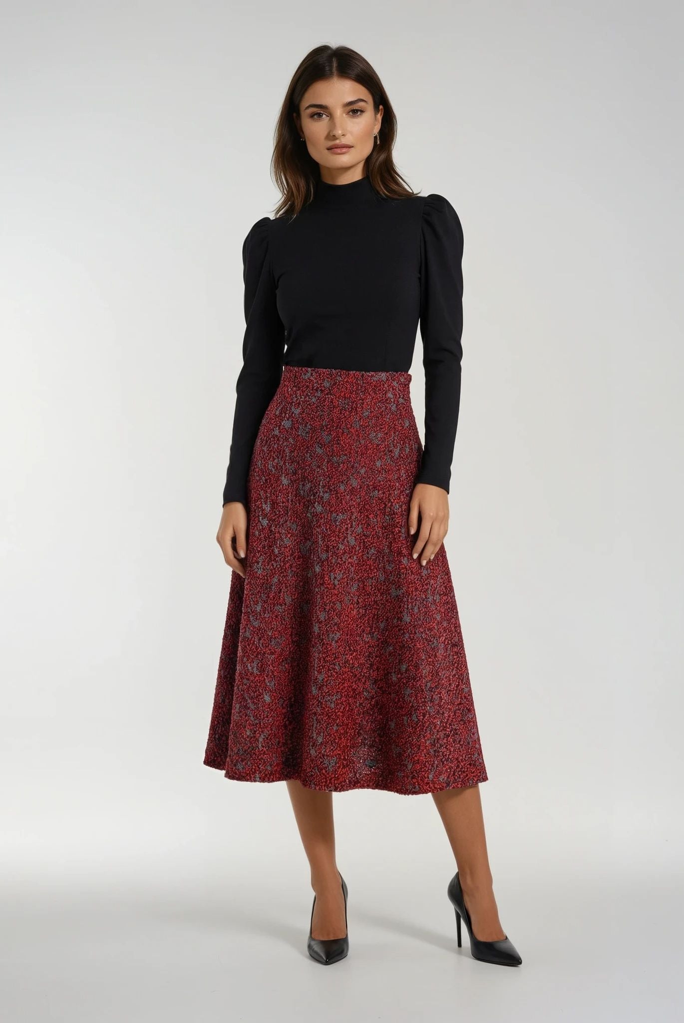 Gonna midi in lana di lama e seta.