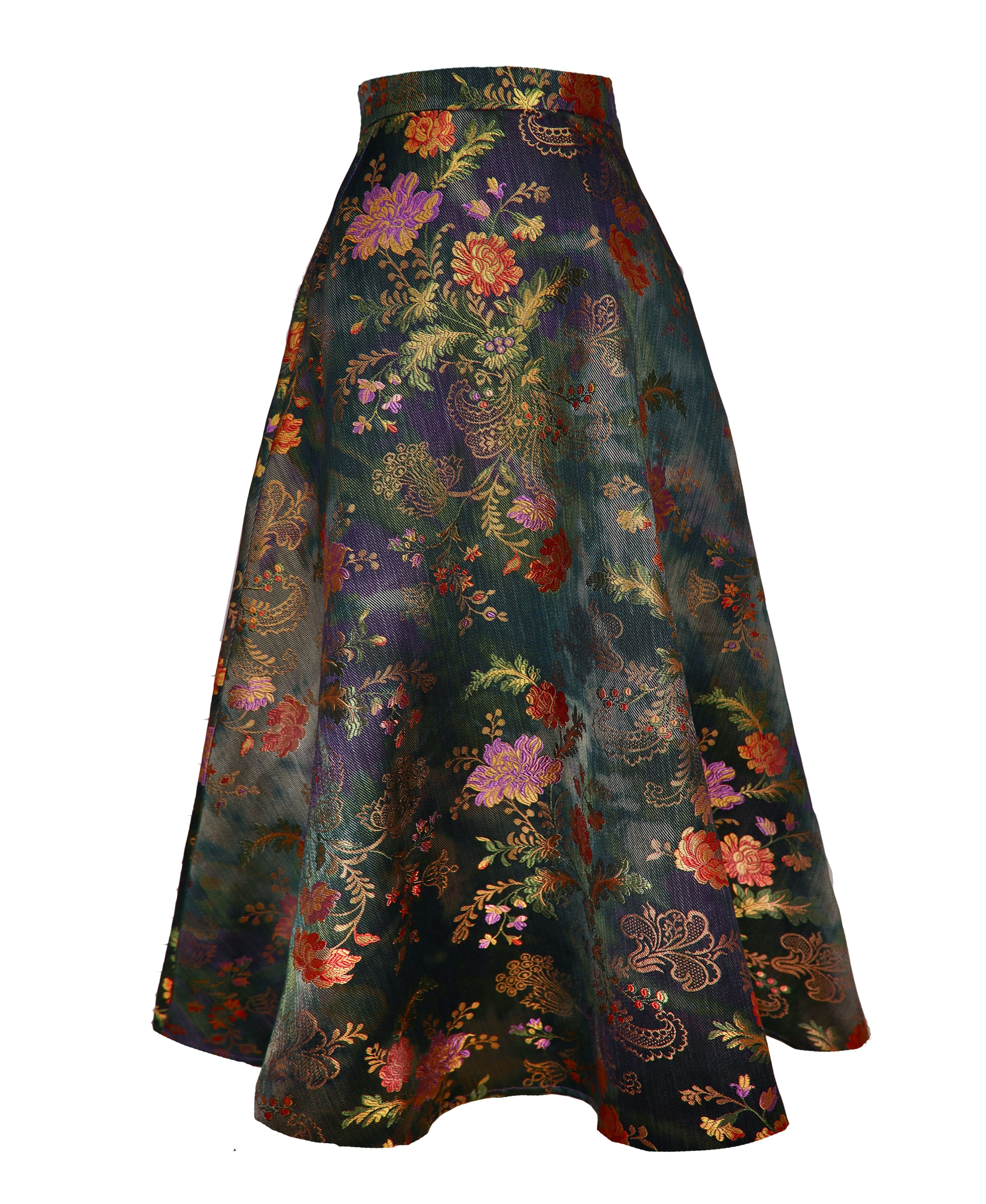 Brocade midi skirt with pockets