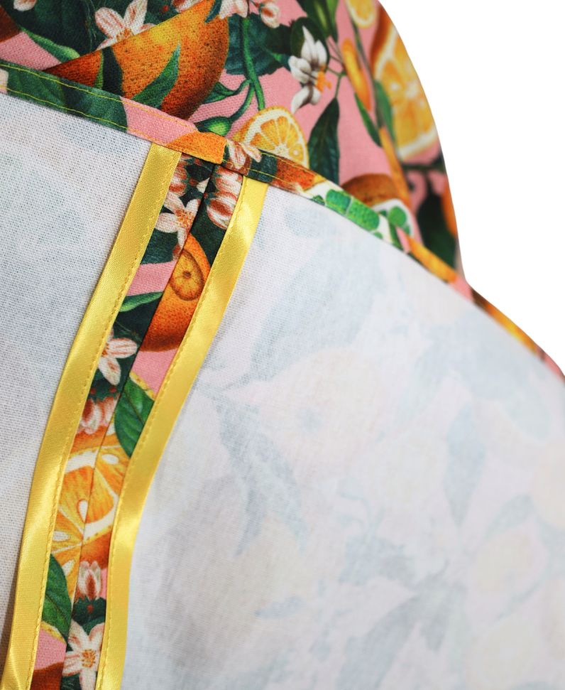 Midi skirt, lemon yellow on pink.