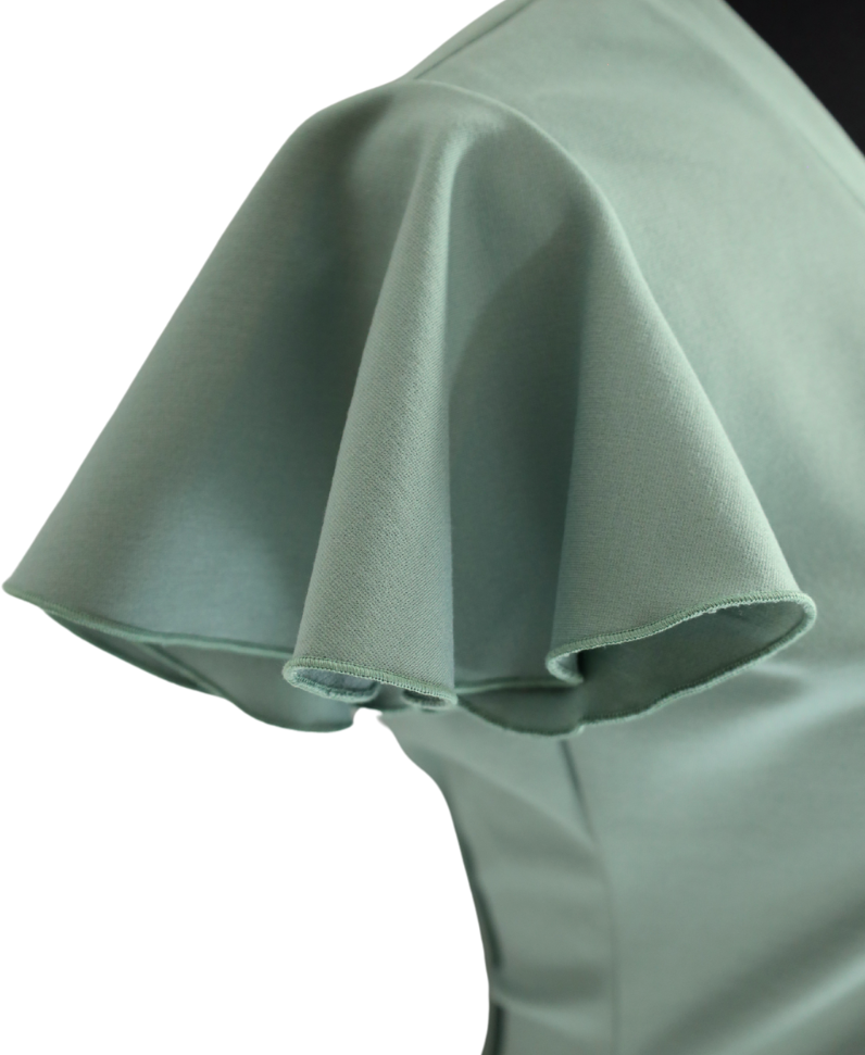 Top with flutter sleeves, mint green
