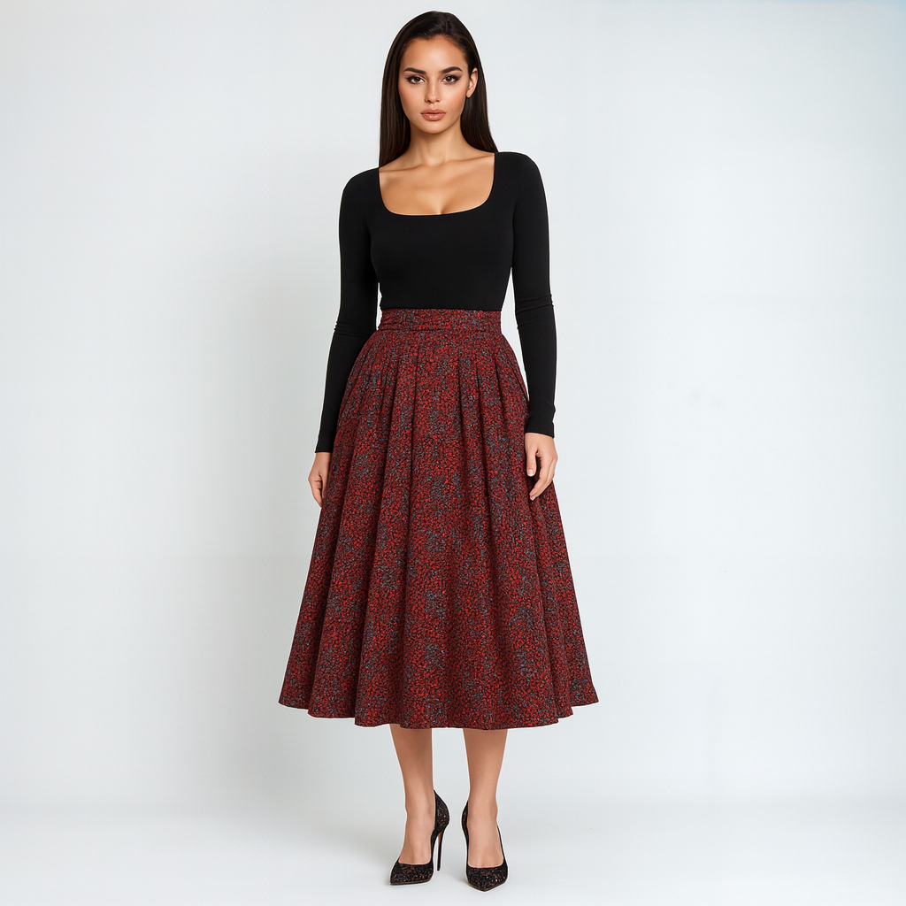 Midirock aus Lamawolle und Seide