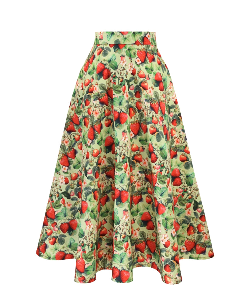 Mid-length skirt Fragole Mint with pockets