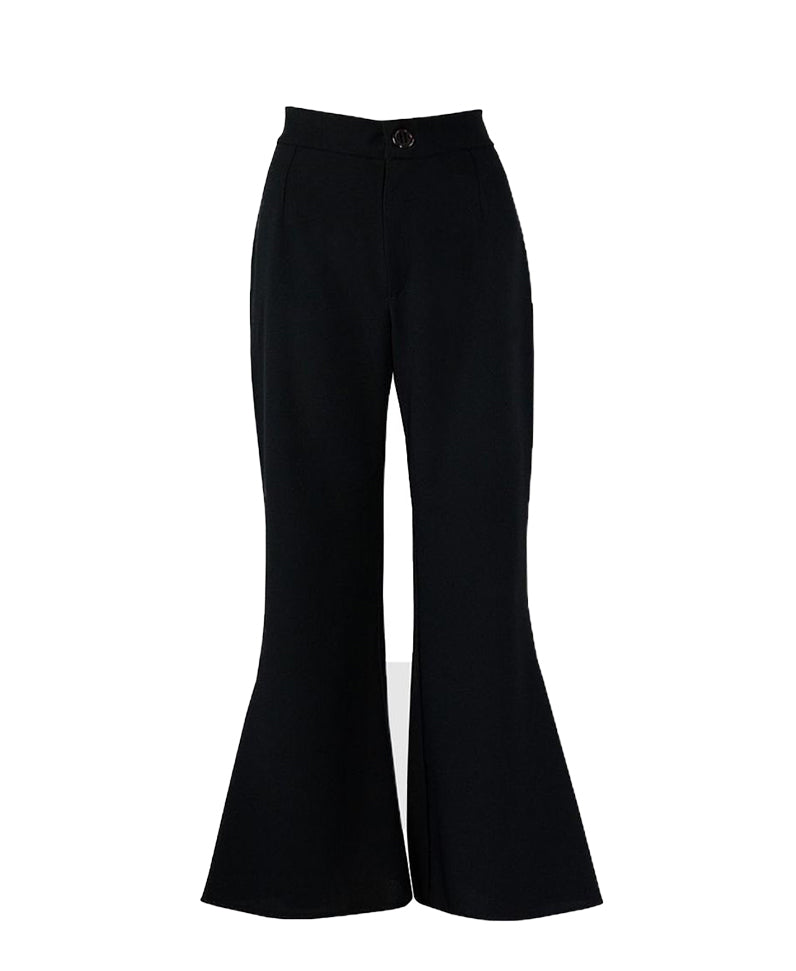 Pantaloni in raso nero con pieghe a soffietto.