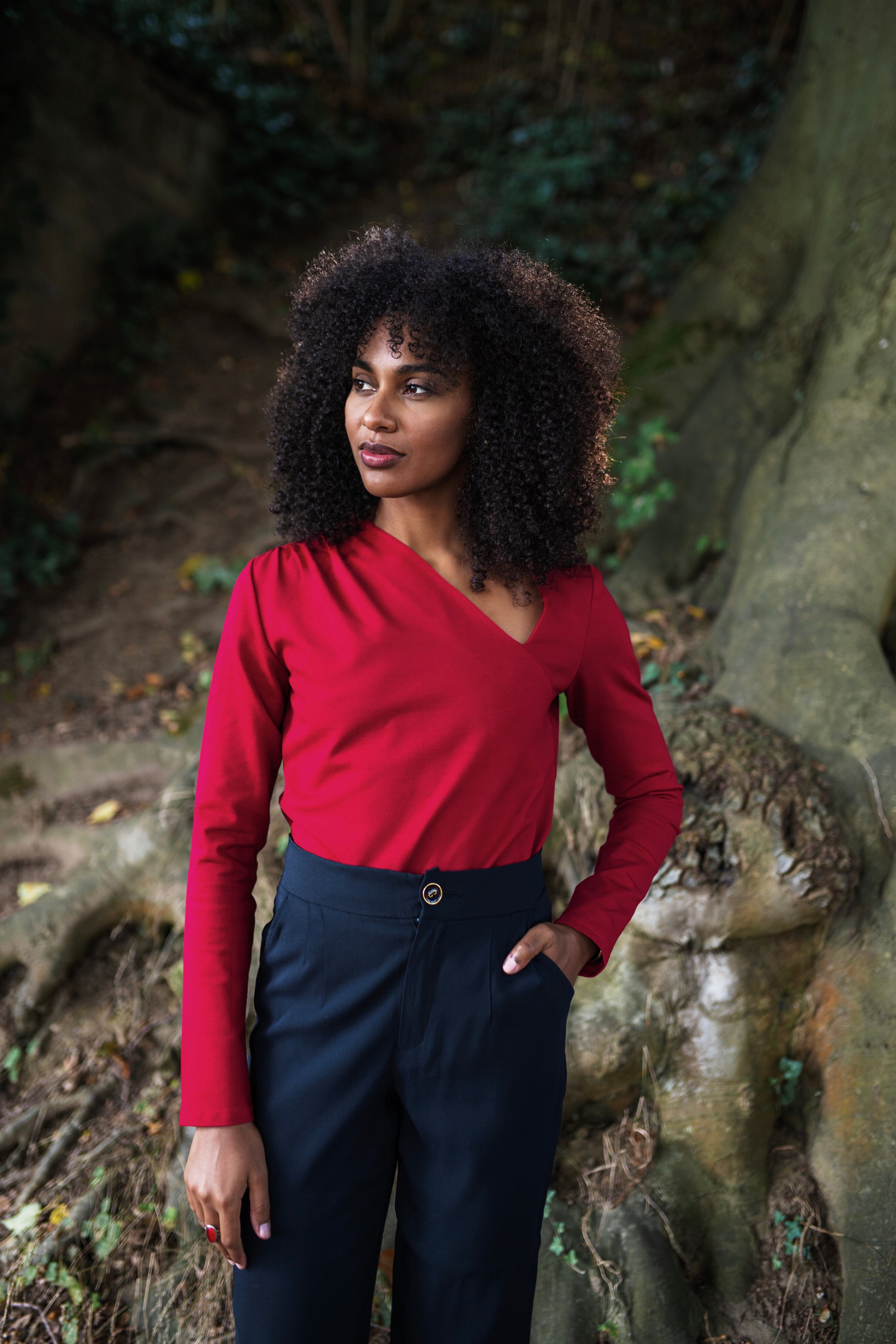 Asymmetrical dark red top