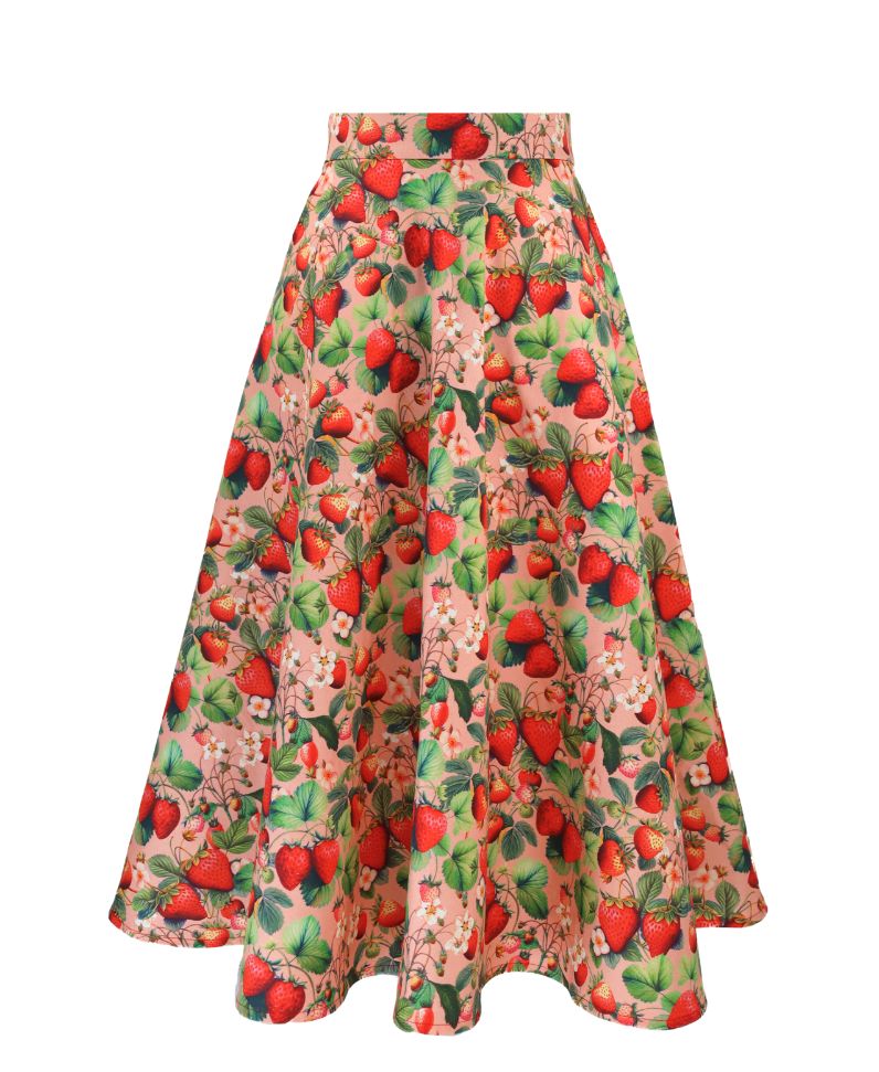 Mid-length skirt Fragole Rosa with pockets