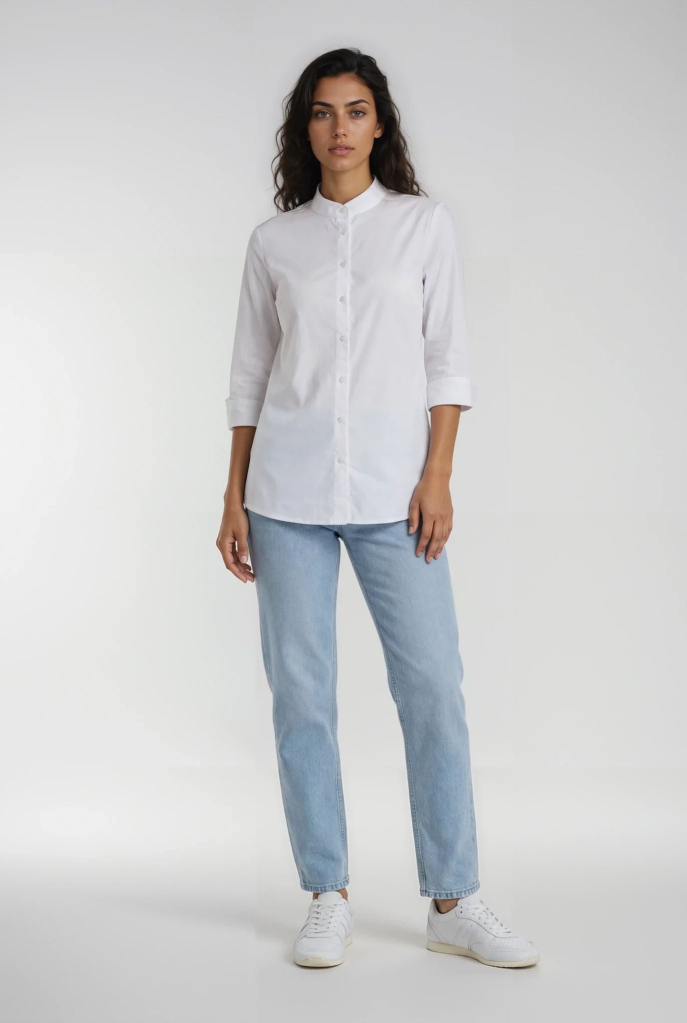 Bluse mit Stehkragen weiß