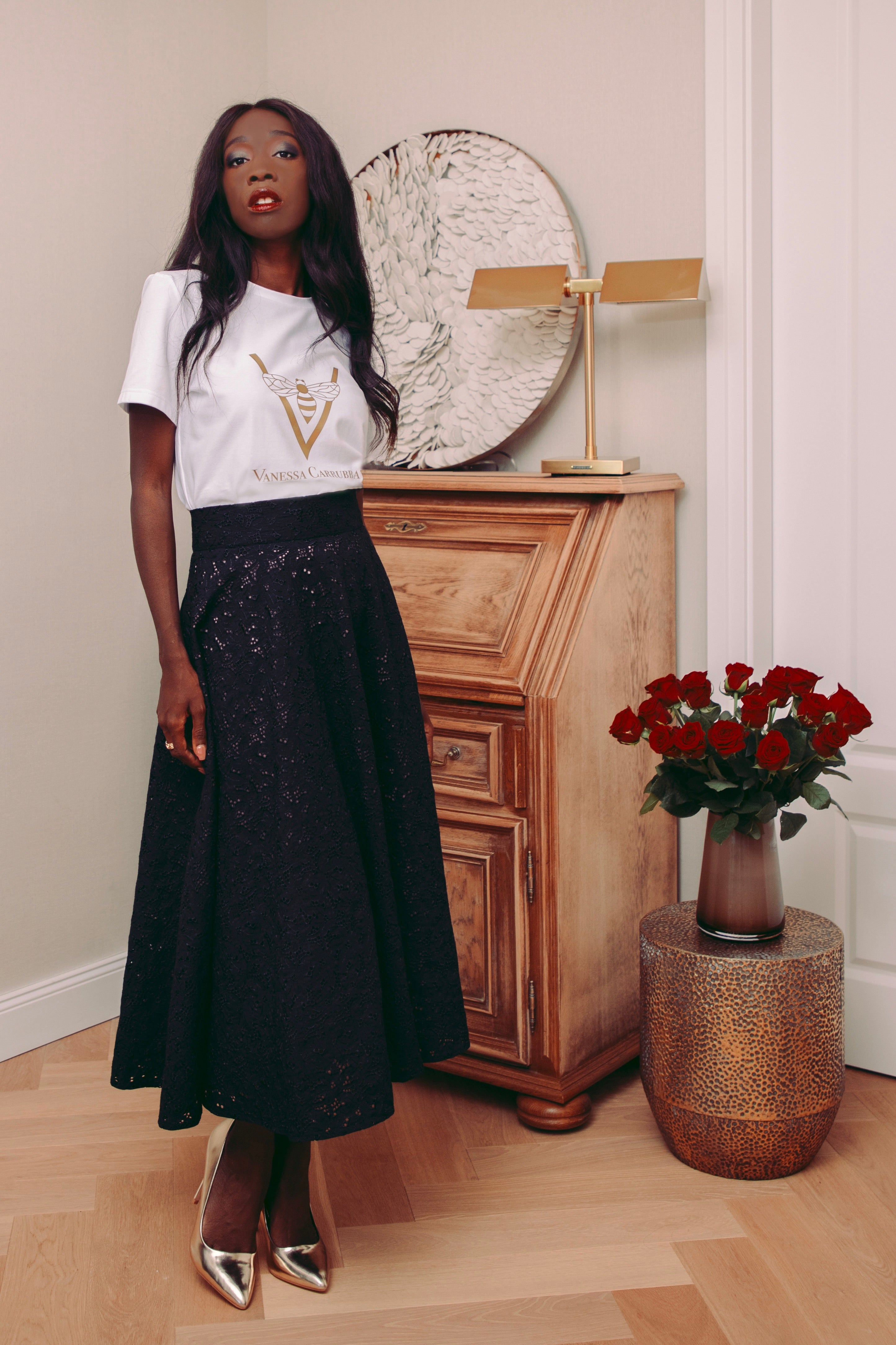 Midi skirt, lace