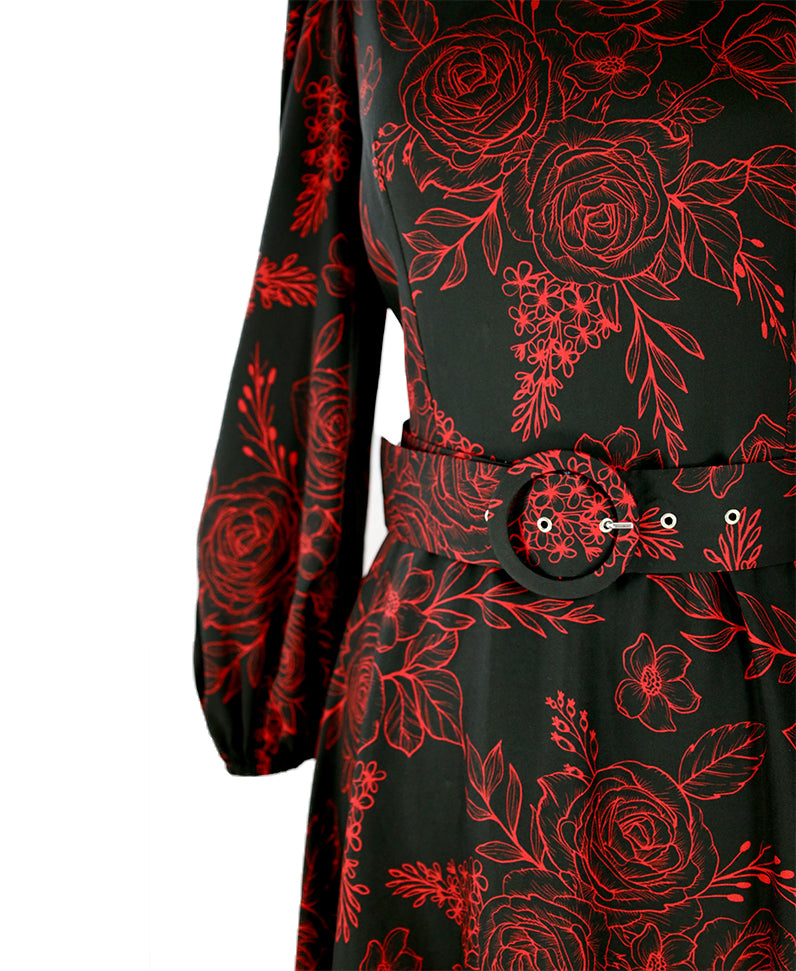 Midi dress roses